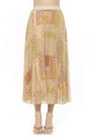 Alexia Admor Kesia Midi Chiffon Pleated Skirt In Beige Wildflowers