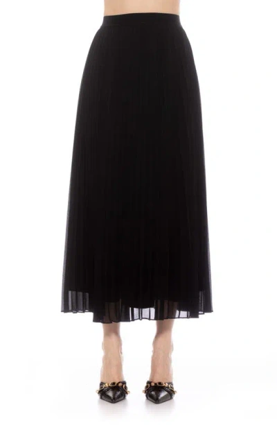 Alexia Admor Kesia Midi Chiffon Pleated Skirt In Black