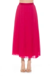 Alexia Admor Kesia Midi Chiffon Pleated Skirt In Hot Pink