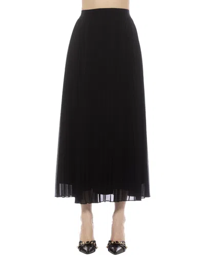 Alexia Admor Kesia Midi Chiffon Pleated Skirt In Black