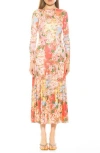Alexia Admor Khaite Long Sleeve Midi Dress In Floral Multi