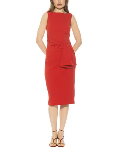 Alexia Admor Kiara Boatneck Bow Waist Sheath Dress In Red