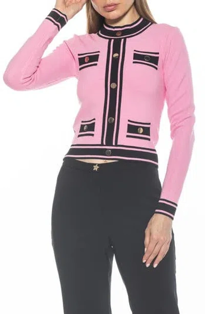 Alexia Admor Kiley Stripe Crop Sweater In Pink/black