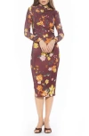 Alexia Admor Kim Bodycon Long Sleeve Midi Dress In Multi