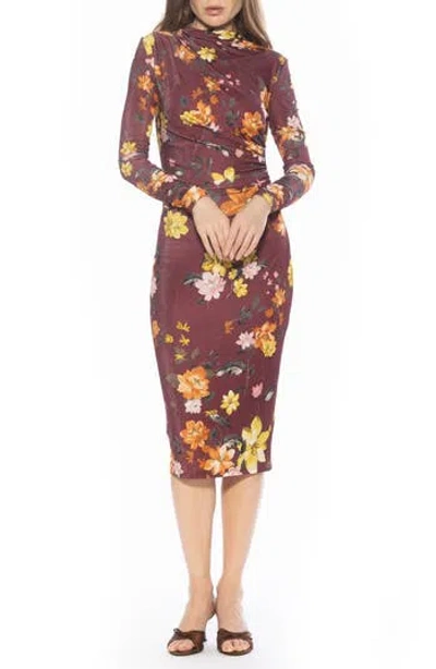 Alexia Admor Kim Bodycon Long Sleeve Midi Dress In Multi