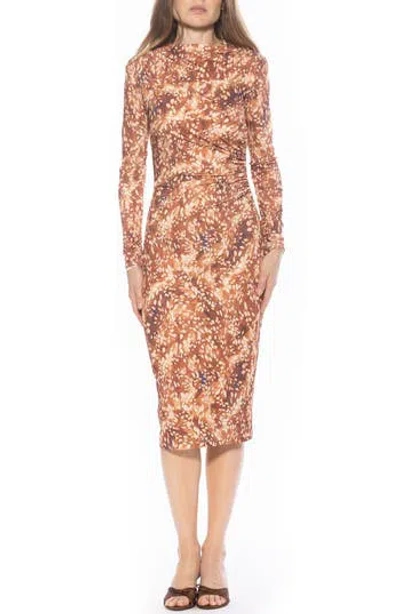Alexia Admor Kim Bodycon Long Sleeve Midi Dress In Multi
