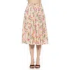 Alexia Admor Kliene Floral Smocked A-line Skirt In Beige/pink Floral