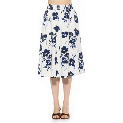 Alexia Admor Kliene Floral Smocked A-line Skirt In Ivory Floral
