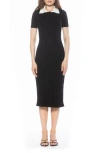 Alexia Admor Lanie Collared Knit Midi Dress In Black