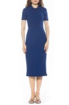 Alexia Admor Lanie Collared Knit Midi Dress In Blue