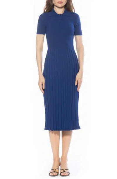 Alexia Admor Lanie Collared Knit Midi Dress In Blue