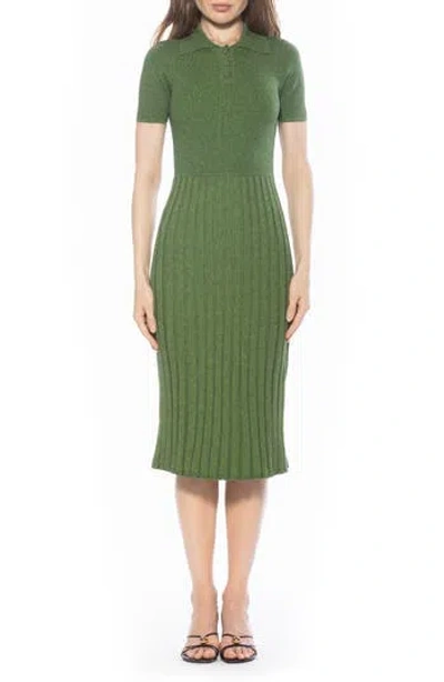 Alexia Admor Lanie Collared Knit Midi Dress In Green