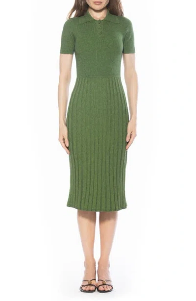 Alexia Admor Lanie Collared Knit Midi Dress In Green