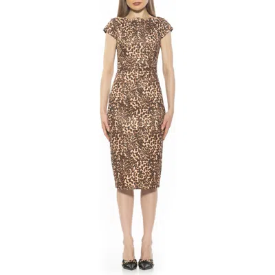 Alexia Admor Lavinia Midi Sheath Dress In Brown Leopard