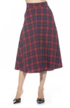 Alexia Admor Leonie Plaid A-line Skirt In Red