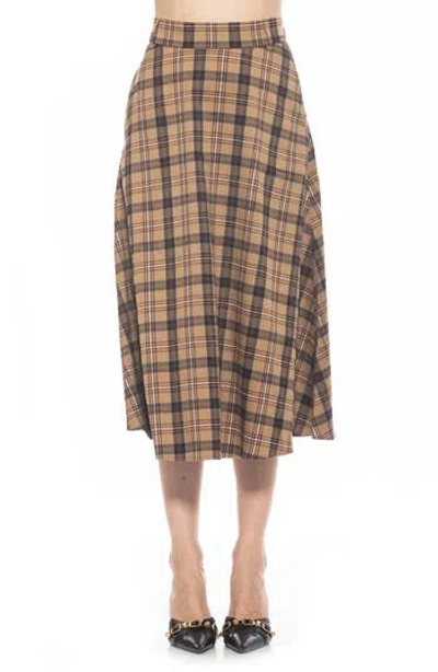 Alexia Admor Leonie Plaid A-line Skirt In Yellow Plaid