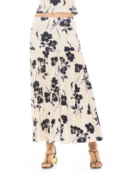 Alexia Admor Lia Low Rise Maxi Skirt In Blue Floral