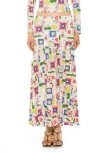 Alexia Admor Lia Low Rise Maxi Skirt In Ivory Stamps