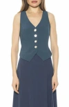 Alexia Admor Liliana Button Front Vest In Blue