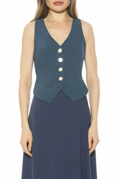 Alexia Admor Liliana Button Front Vest In Blue