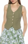 Alexia Admor Liliana Button Front Vest In Green