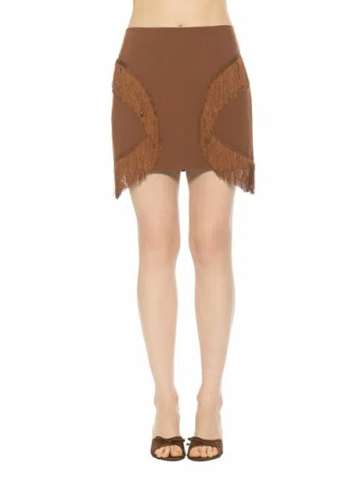 Alexia Admor Lior Fringe Grommet Mini Skirt In Brown