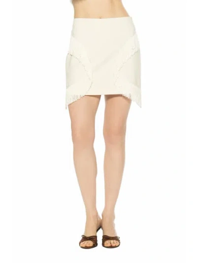 Alexia Admor Lior Fringe Grommet Mini Skirt In White