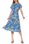 Alexia Admor Lottie Dolman Sleeve Dress In Blue Floral