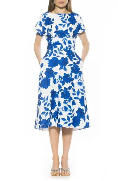 Alexia Admor Lottie Dolman Sleeve Dress In Cerulean Floral