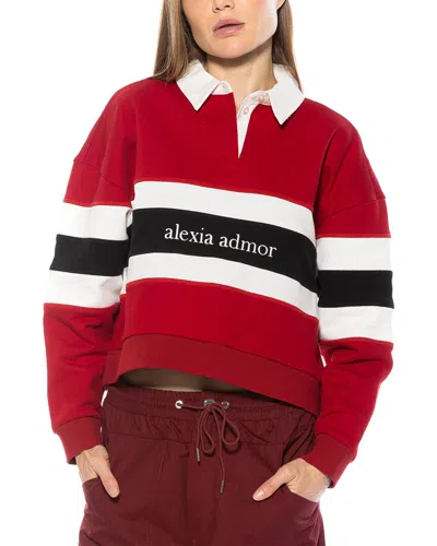 Alexia Admor Lucian Collared Branded Rugby Shirt In Red