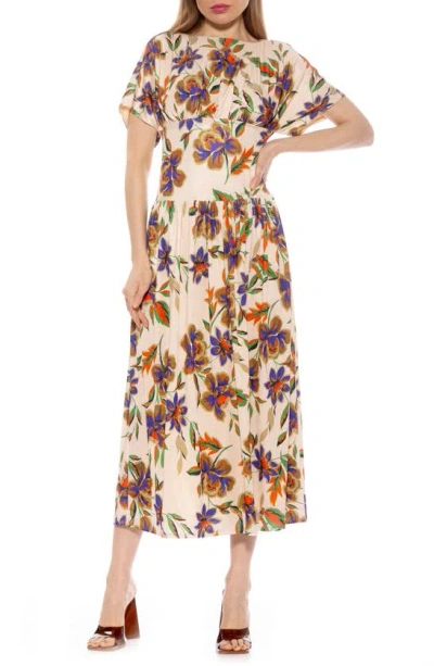 Alexia Admor Luna Dolman Sleeve Maxi Dress In Beige Floral