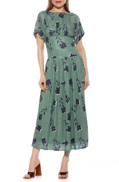 Alexia Admor Luna Dolman Sleeve Maxi Dress In Sage Floral