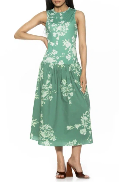 Alexia Admor Lyle Drop Waist Midi Dress In Green Floral