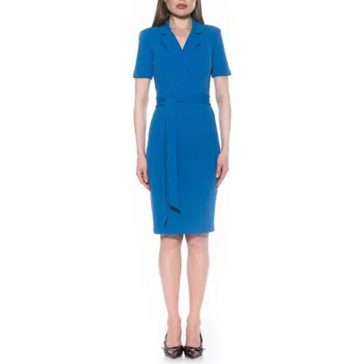 Alexia Admor Lynne Belted Sheath Dress In Blue