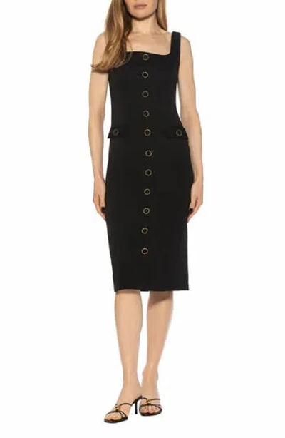 Alexia Admor Mae Button Trim Sleeveless Shift Dress In Black
