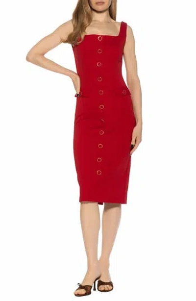 Alexia Admor Mae Button Trim Sleeveless Shift Dress In Red