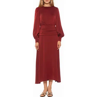 Alexia Admor Maeve Long Sleeve Midi Dress In Burgundy