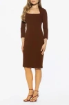 Alexia Admor Marais Neck Midi Sheath Dress In Brown