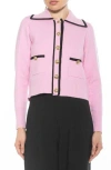 Alexia Admor Mari Tipped Sweater Jacket In Pink