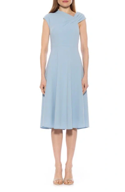 Alexia Admor Mariah Asymmetric Cap Sleeve Fit & Flare Dress In Halogen Blue