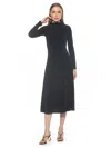 Alexia Admor Marla Long Sleeve Draped Midi Dress In Black