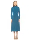 Alexia Admor Marla Long Sleeve Draped Midi Dress In Blue