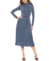Alexia Admor Marla Long Sleeve Draped Midi Dress In Gray
