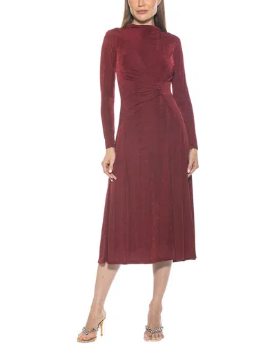 Alexia Admor Marla Long Sleeve Draped Midi Dress In Burgundy