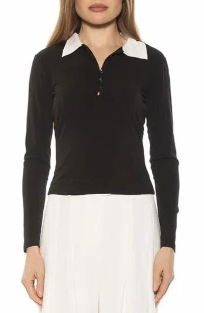 Alexia Admor Marlo Long Sleeve Polo In Black