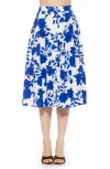 Alexia Admor Maya Midi Skirt In Blue Floral