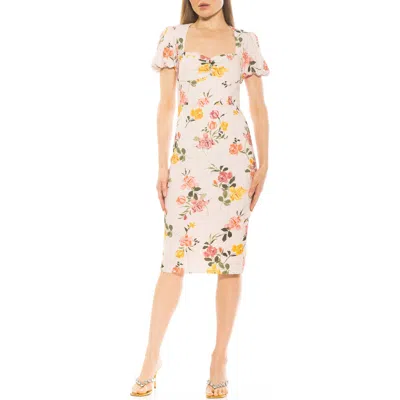 Alexia Admor Micaela Sweetheart Neck Sheath Dress In Beige Floral