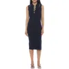 Alexia Admor Myah Imitation Pearl Button Knit Midi Dress In Navy