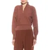 Alexia Admor Niko Quarter Zip Sweater In Brown