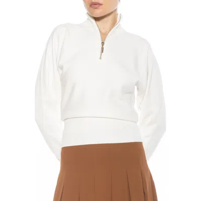 Alexia Admor Niko Quarter Zip Sweater In Ivory